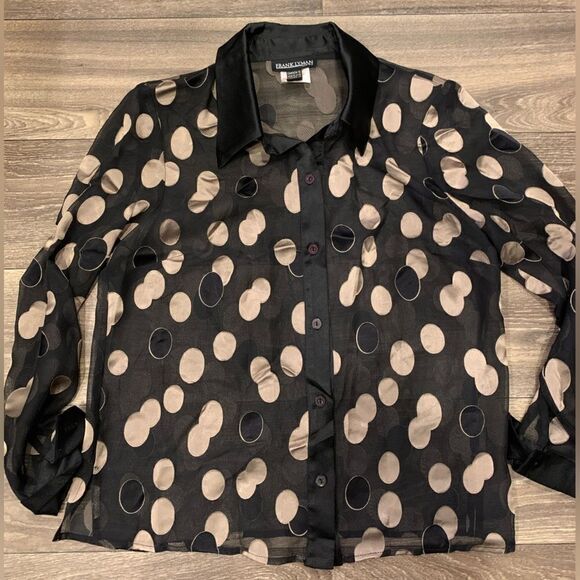 Frank Lyman Designs Vintage Blouse.  Size: 10.  Long sleeves with satin trim. - Picture 1 of 4